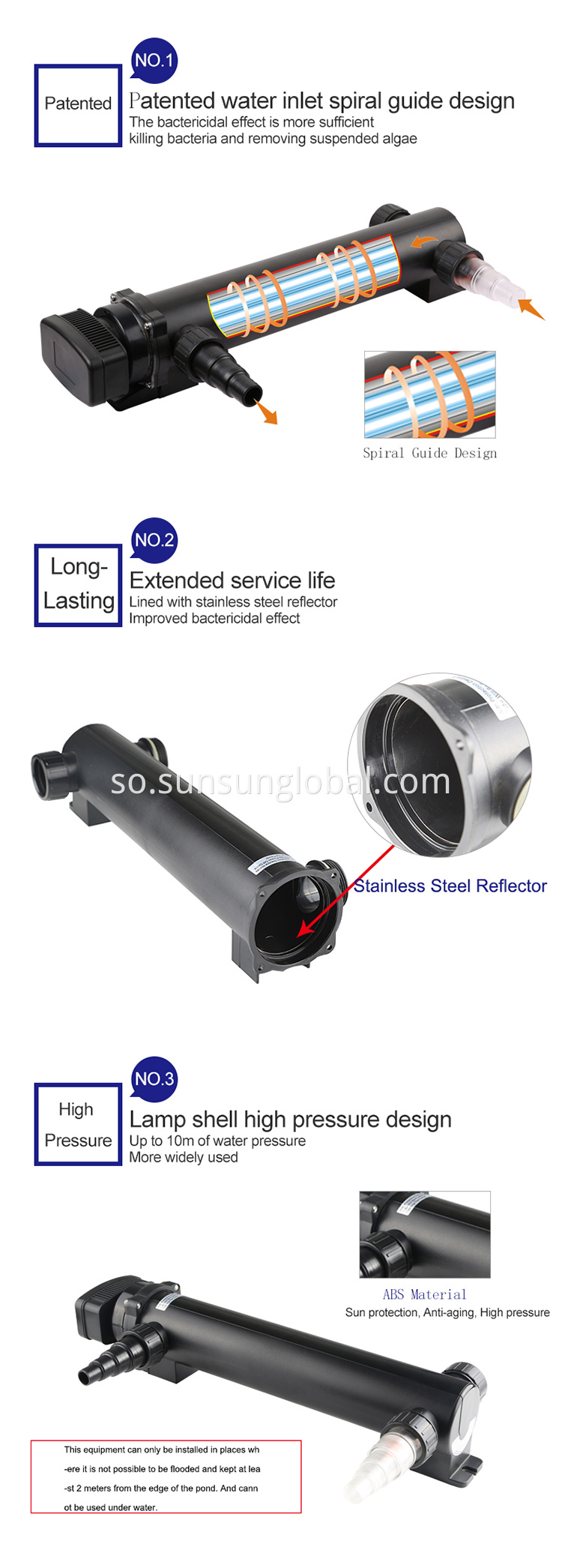 Sunsun jeermiga uvc LED uv sterilizer nalka haanta kalluunka